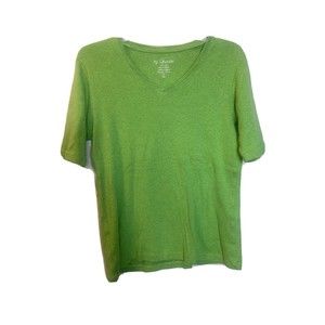 By Chicos womens cotton Tee Size 0 Tshirt green V neck BP